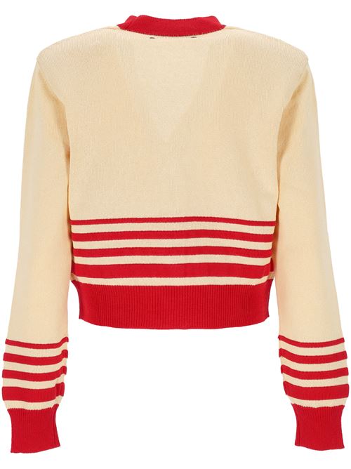 Cardigan beige con finiture rosse GOLDEN GOOSE | GWP02155P00183215722